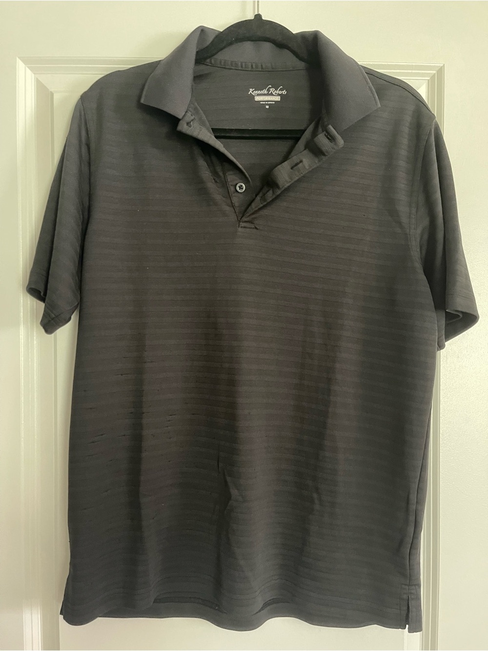 Kenneth Cole Men's Charcoal Black Striped Polo